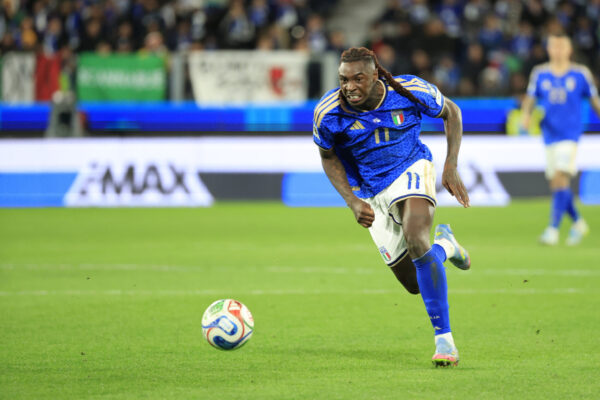 IPA73470982 - Moise Kean of Italy runs with the ball during the match of World Cup 2026 European play-off semi-finals between Italy vs Northern Ireland at the New Balance Arena on 26 March 2026 in Bergamo, BG.